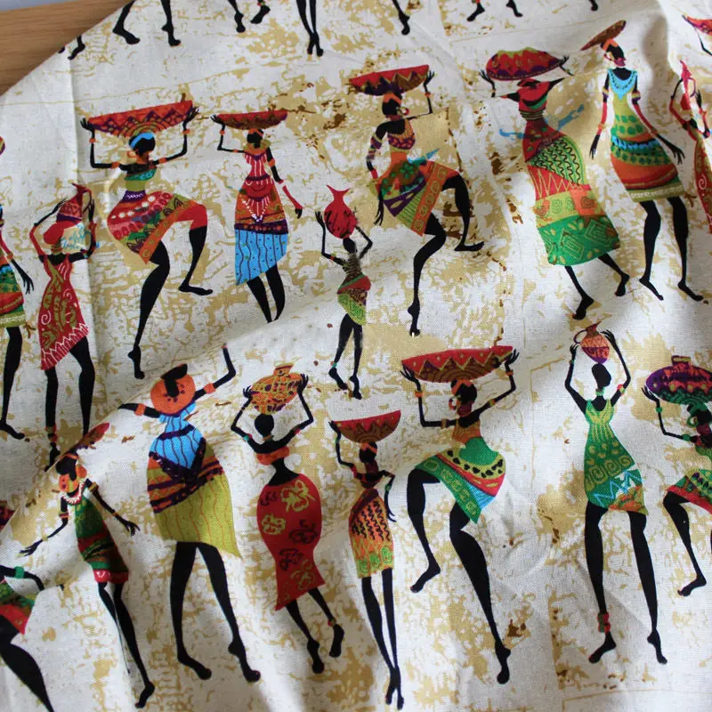 

145cm*50cm African Women Print Linen Cotton Fabric patchwork fabric Patchwork Linen Material Sewing Upholstery Crafts Tissue diy