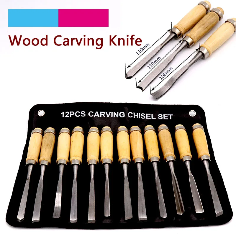 Wood Carving Tool Set Lathe Chisel Gauge Hand Woodworking High Quality Steel 6pc