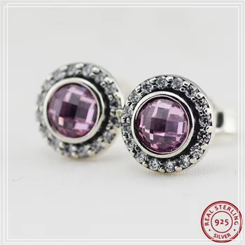 

Pink CZ Brilliant Legacy Stud Earrings for Women Popular 925 Sterling Silver Jewelry Hot Sale Free Shipping Wholesale FLE029B