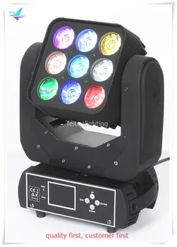 

free shipping 10pcs/lot Stage Lumiere Matrix 9 12w Beam Moving Head Lighting Panel RGBW Disco Lights Matrix Rotation Beam Lamps