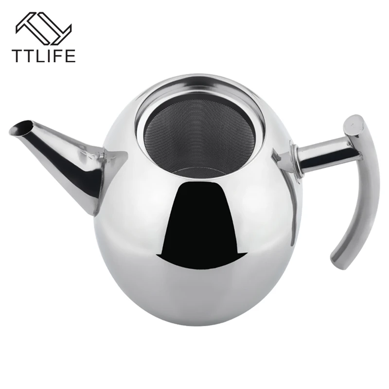 Goedkoop TTLIFE Rvs 1L 1.5 Koffie Pot Met Zeef Duurzaam Theepot Koffie Waterkoker Huishouden Keuken coffeeware Thee Tool