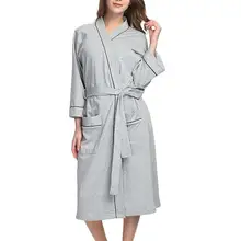 Женский халат, хлопковое мягкое кимоно, Одноцветный халат, повседневная женская одежда для сна, ночная рубашка, интимное белье размера плюс, новинка LD