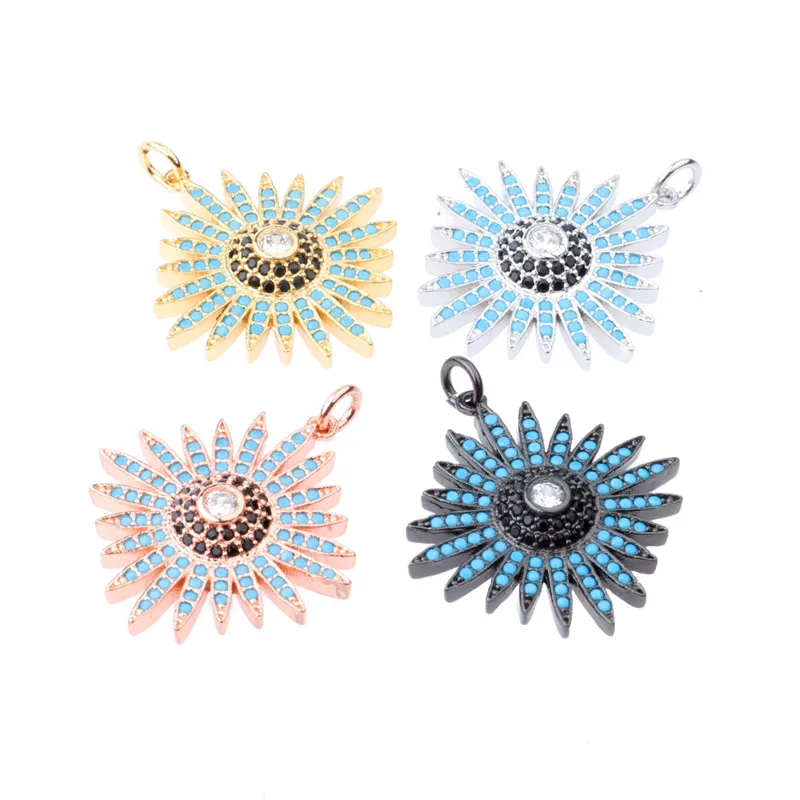 

2018 new fashion shine CZ micro inlaid zircon sunflower pendant