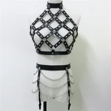 Готический летний комплект для связывания тела клетчатое нижнее белье подтяжки металлическая сумка с ручками-цепочками жгут вечерние женские сексуальные наряды подвязки