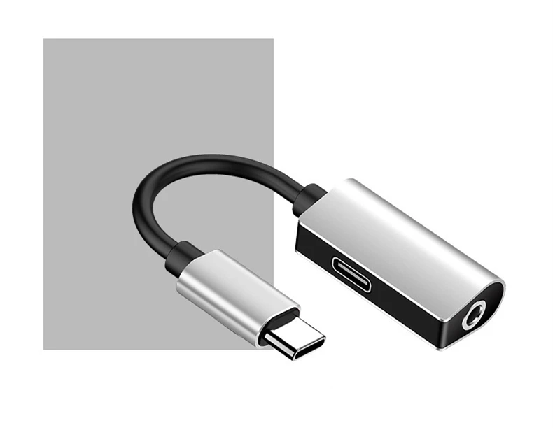 USB C к разъему 3,5 type C Кабель-адаптер для huawei P20 Pro mate 20 Xiaomi Mi 8 9 SE Note usb type C 3,5 мм AUX преобразователь для наушников - Тип штекера: Silver