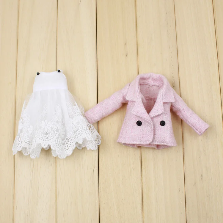 

Fortune Days Blyth 1/6 Doll clothes Lace white dress pink coat Lolita Joint body ICY Fortune Days Free shipping