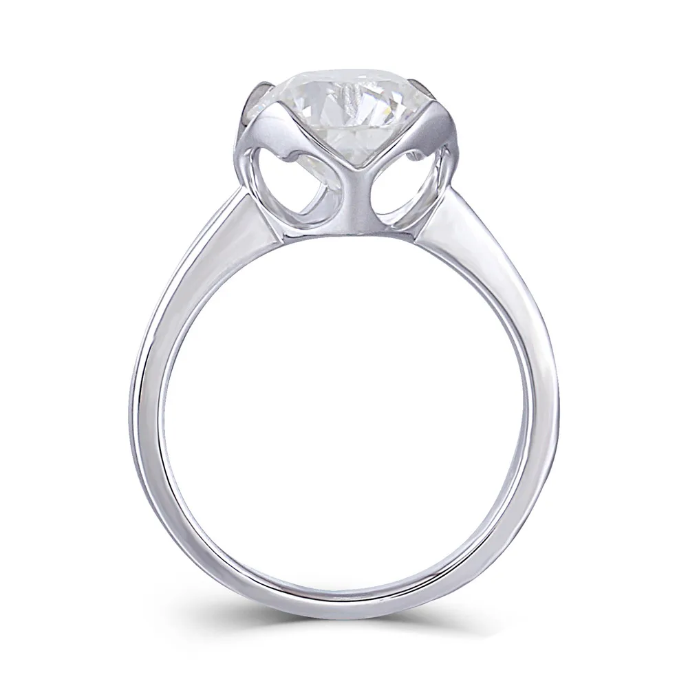 

Transgems Platinum Plated Silver 3CTW 9MM H-I Color Moissanite 2.2mm Band Width Engagement Rings for Women