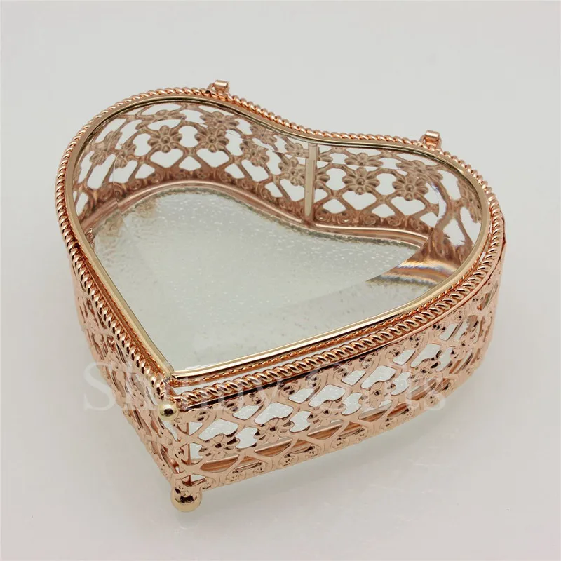

Handmade Fashion New Design Heart Shape Flower Glass Storage Box For Jewelries