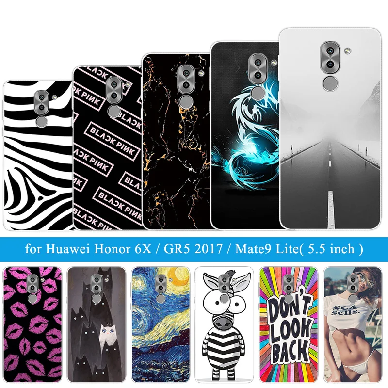 Для Huawei Honor 6X/GR5 2017 Чехол Мягкий силиконовый чехол Зебра задняя крышка Черный
