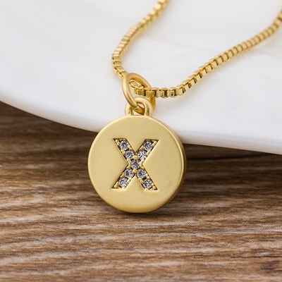 Sale Fashion Tiny Daint  Alphabet Pendants 26 Letters Necklace Gold Color for Women Girls Best Birthday Party Gift