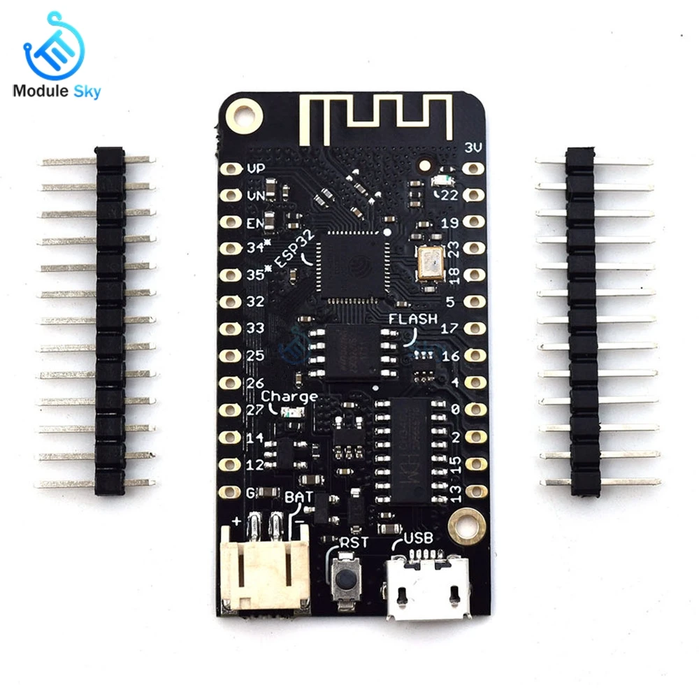 

Wifi Bluetooth Development Board Moudle Antenna ESP32 ESP-32 REV1 CH340 CH340G MicroPython Micro USB Lithium Battery Interface