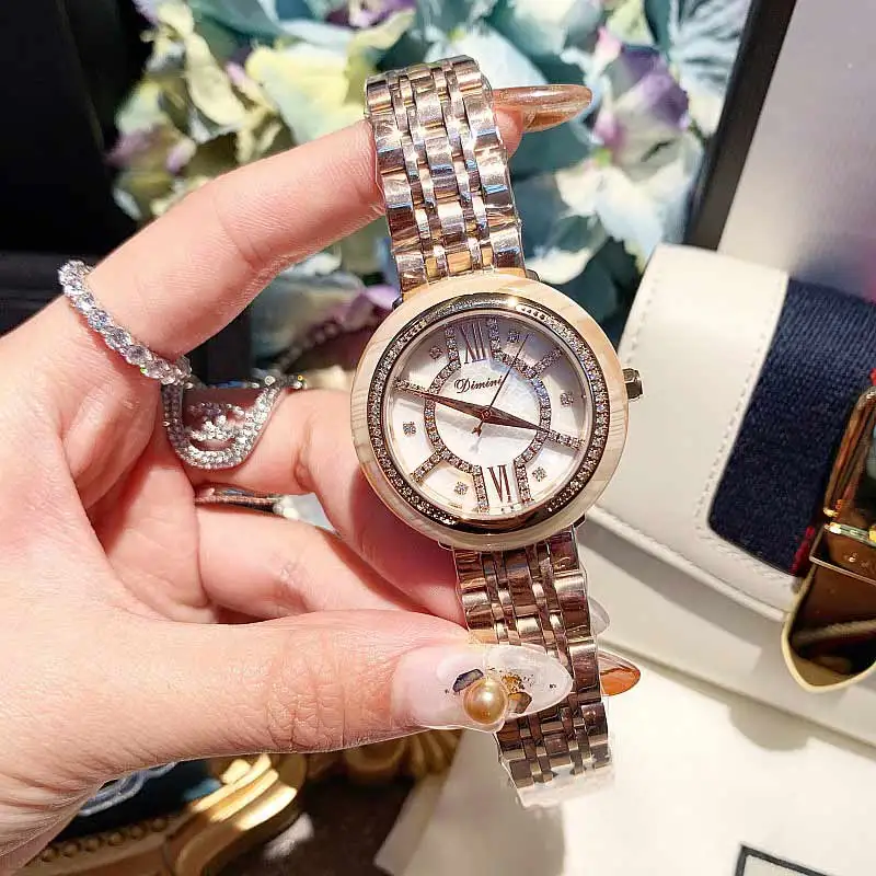 2019 Модный Топ бренд класса люкс полностью женские часы с бриллиантами Кварцевые водонепроницаемые из нержавеющей стали Fritillaria наручные
