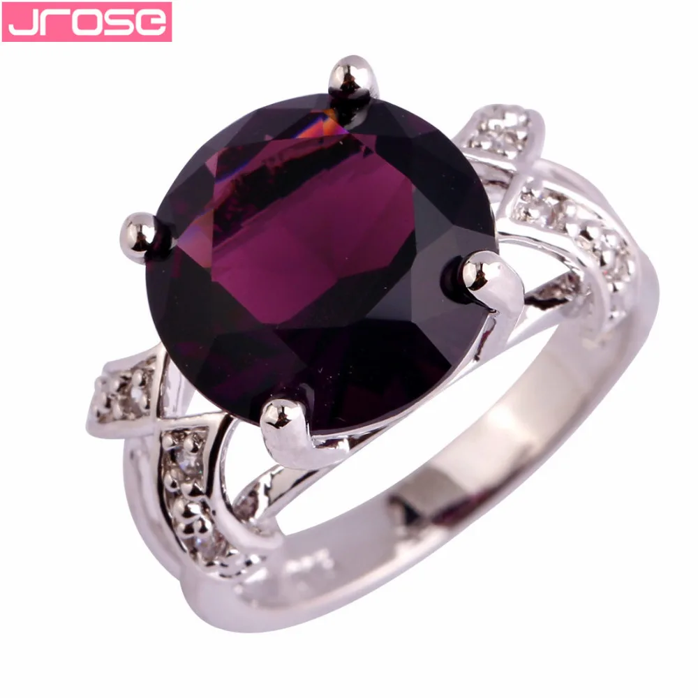 

JROSE Wholesale Purple & White CZ Silver Color Ring For Women Size 6 7 8 9 10 11 12 13 Engagement Fancy Jewelry Women Gift