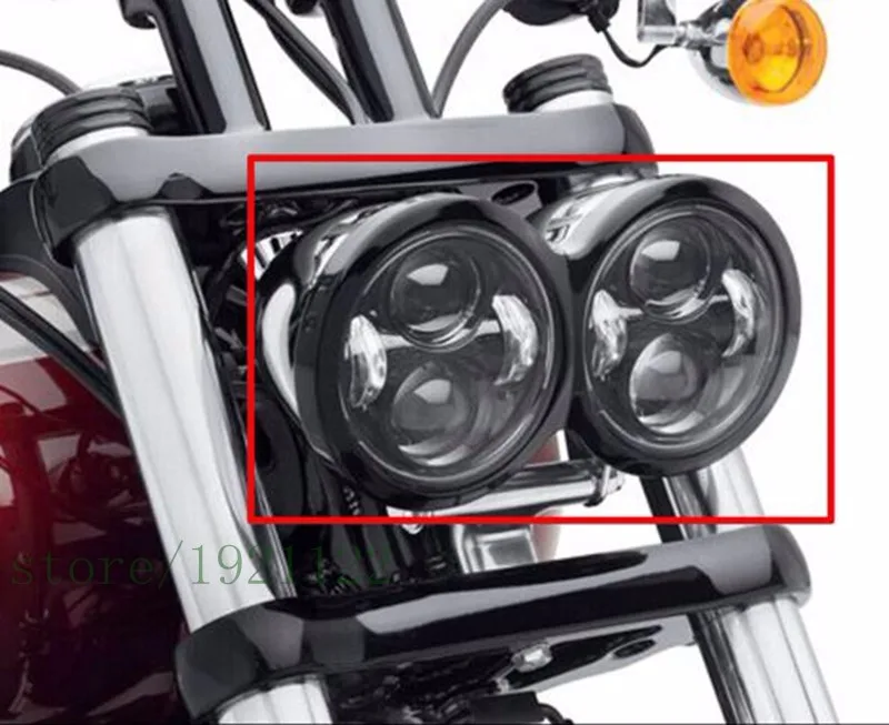 

2 Pcs Motorcycle 4.65 Inch Moto Round Headlamps For Harley Dyna FXDF Model Driving Lamps 5" Fat Bob Projector LED Headlights