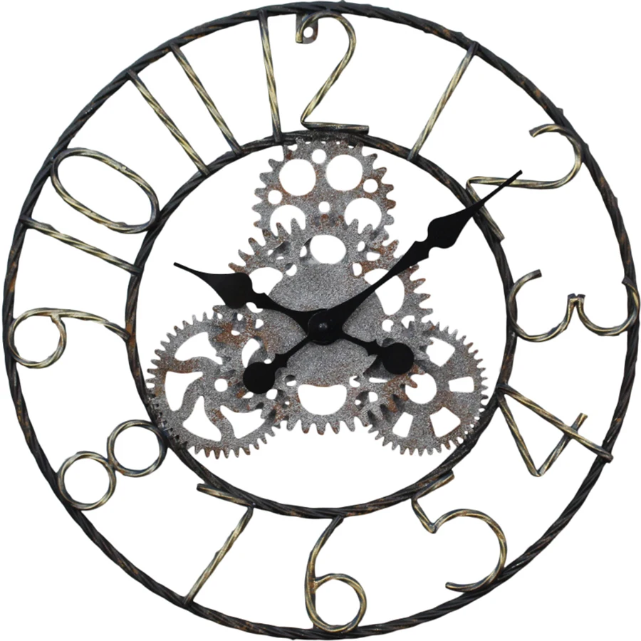 Антикварные современные ретро настенные часы металлические шестерни механические потертый шик Saat Wandklok Лофт Бар Кафе Декор для гостиной 5k575