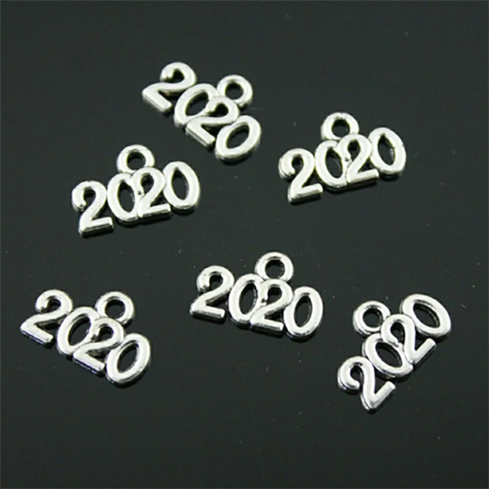 

30pcs Charm Number 2020 2020 Year Pendant Charms For Jewelry Making Antique Silver Year 2020 Charms 9x14mm