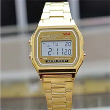 Relojes militares digitales de moda oro plata cuadrado hombres Vintage pantalla electrónica estilo Retro reloj de pareja