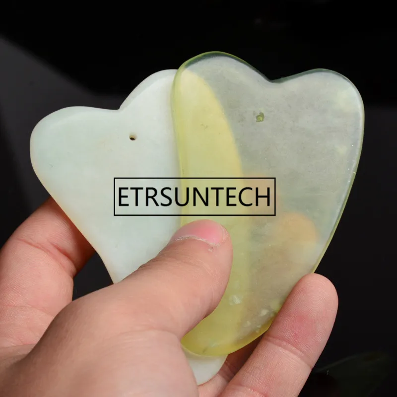 

Natural Gua Sha Board Green Jade Stone Guasha Cure Acupuncture Massage Tool Body Face Relaxation Beauty Health Care Tool