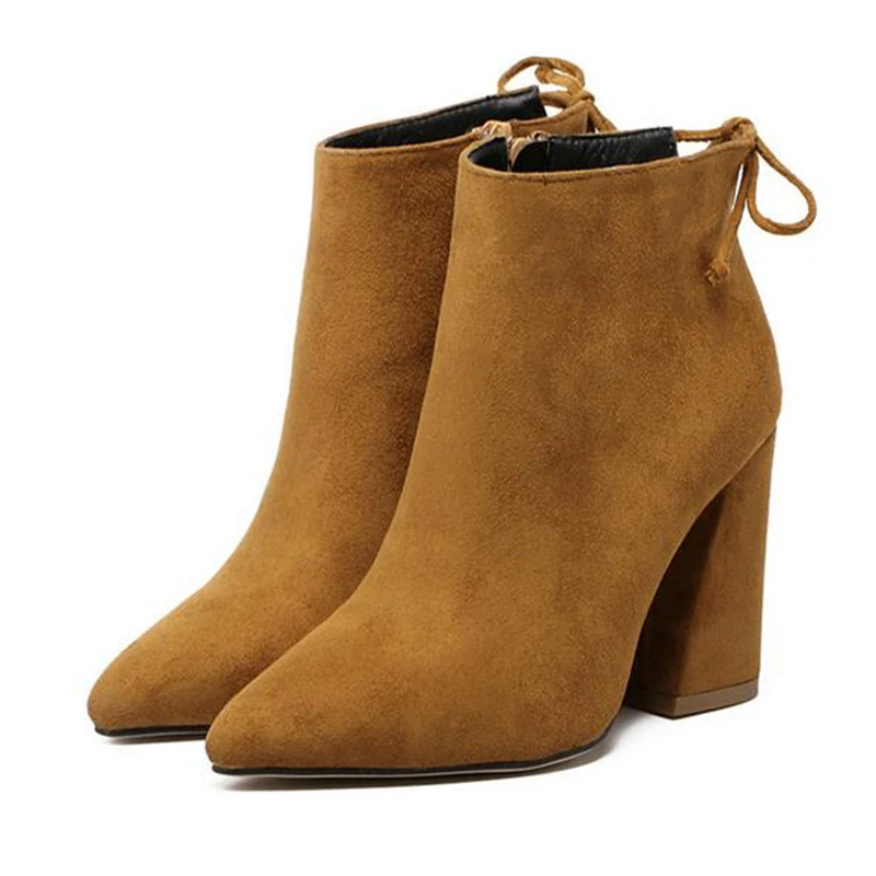 

new women's winter boots big wild section women's shoes pointed rough with high-heeled boots botas mujer women boots 2016 z286