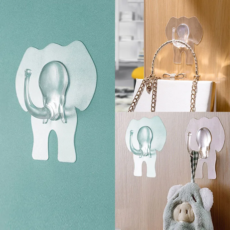 

Storage Hook Bathroom Seamless Kitchen Hook 1PC Creative Hanger load bearing Elephant Cartoon Waterproof Sticky hooks