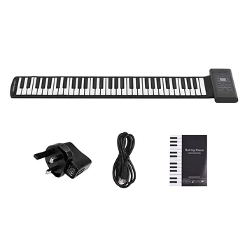 

Portable 61-Key Roll Up Piano Electronic Keyboard Silicon Built-in Stereo Speaker 1000mA Li-ion Battery UK /EU/ US /PLUG