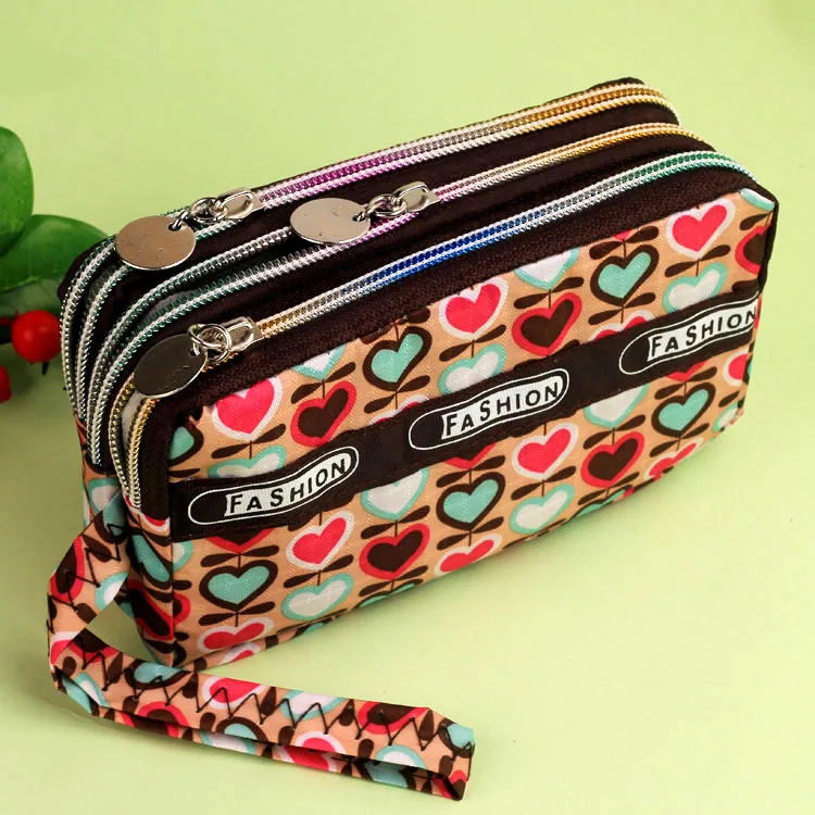 Large Capacity Women Purses Coin Purse Zipper Wallets Wristlet Handbags Canvas Fabric Lady Leys Money Changes Bags