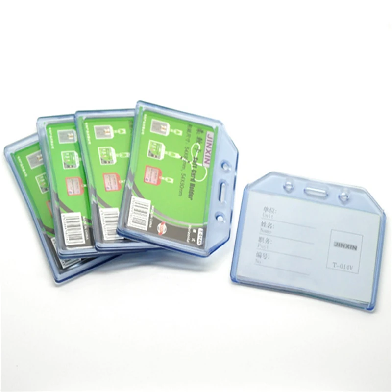 Креативные пластиковые водонепроницаемые горизонтальные держатели для удостоверений личности синие прозрачные держатели для удостоверений личности 9,5x7,3 см 5 штук