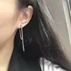 Korean Jewelry Women Long Tassel Drop Earrings Chain Metal Texture Dangle Brincos Statement Earrings Wholesale Bijoux Gift EB126 ► Photo 2/5