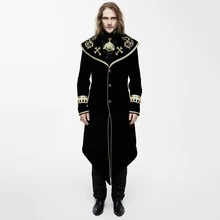 Devil Fashion стимпанк мужские длинные пальто Осень Зима готическая вышивка накидка с узором повседневное Пальто Тренч Черный Красный
