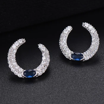 

SISCATHY Unique Round Aperture Cubic Zirconia Stud Earrings For Women Bridal Engagement Earrings Jewelry 3Colors