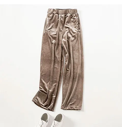 black velour wide leg trousers