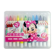 Мультяшная Микки Маус 12 цветов вращающаяся красочная ручка водные цветные ручки Дисней Минни художественные принадлежности мелки для детский набор для рисования
