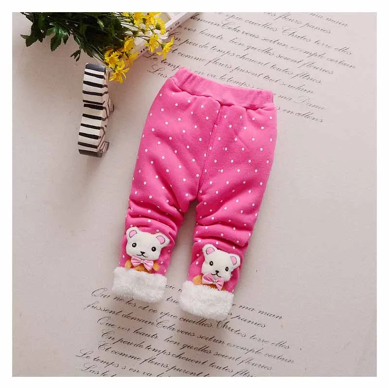 

BibiCola baby girls cotton leggings pants toddler thicken warm velvet cotton full length cartoon autumn winter pants