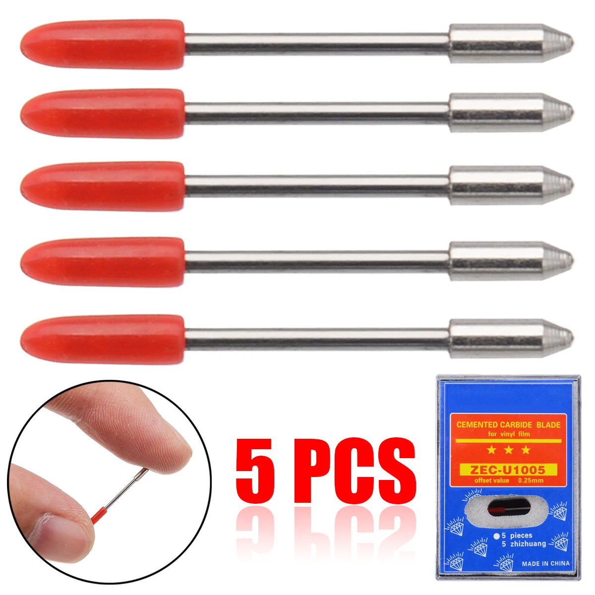 

5pcs/set 45° CB09 Cutting Plotter Blade Dia 0.9mm Vinyl Cutter Tool CB09 45° Blade Roland Lettering Cutting Tools with Spring
