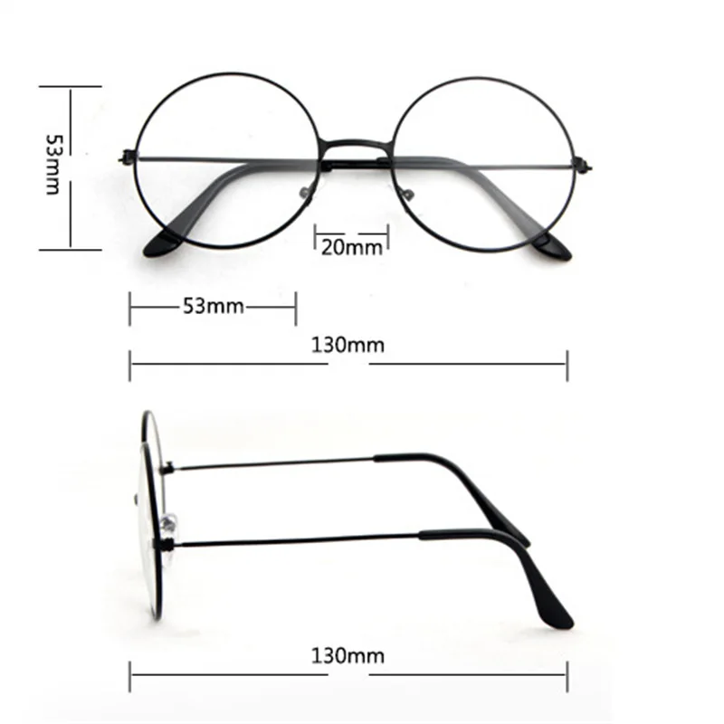 Новые женские мужские ретро большие круглые прозрачные линзы очки металлические черные Серебряные Золотые оптические очки оправа очки
