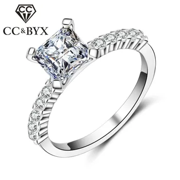

CC S925 Silver Rings For Women Simple Design Romantic Bridal Wedding Jewelry Engagement Ring Parure Bijoux Femme Mariage CC771