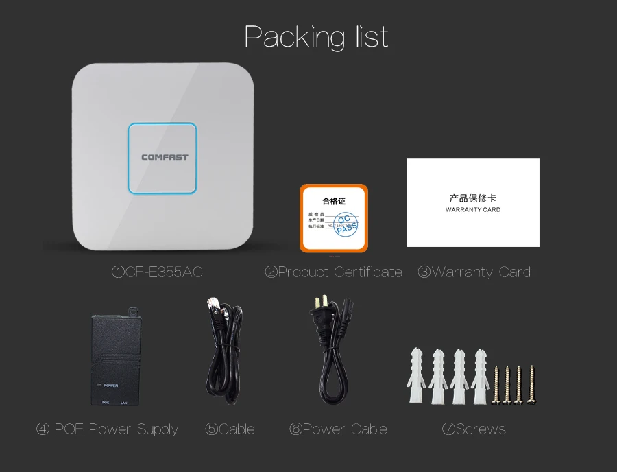 

COMFAST wireless Ap 1200Mbps Ceiling AP 802.11AC 5.8GHZ+2.4G Qualcomm Indoor AP 48V POE wifi signal amplifier WiFi Access Point
