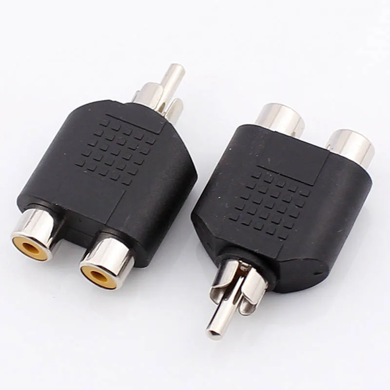 

5pcs-100pcs Audio RCA Connector One Point Two One Male To Two Female Lotus Tee Audio Connector Couple Microphone Plug