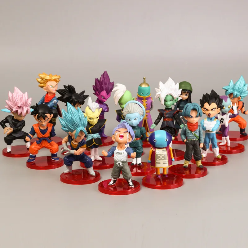

8x3cm 18 Style Random Dragon Ball Z PVC Figures Toys 18pcs set Son Goku Vetega Majin Buu Freeza Beerus Whis Mark Karin Gotenks