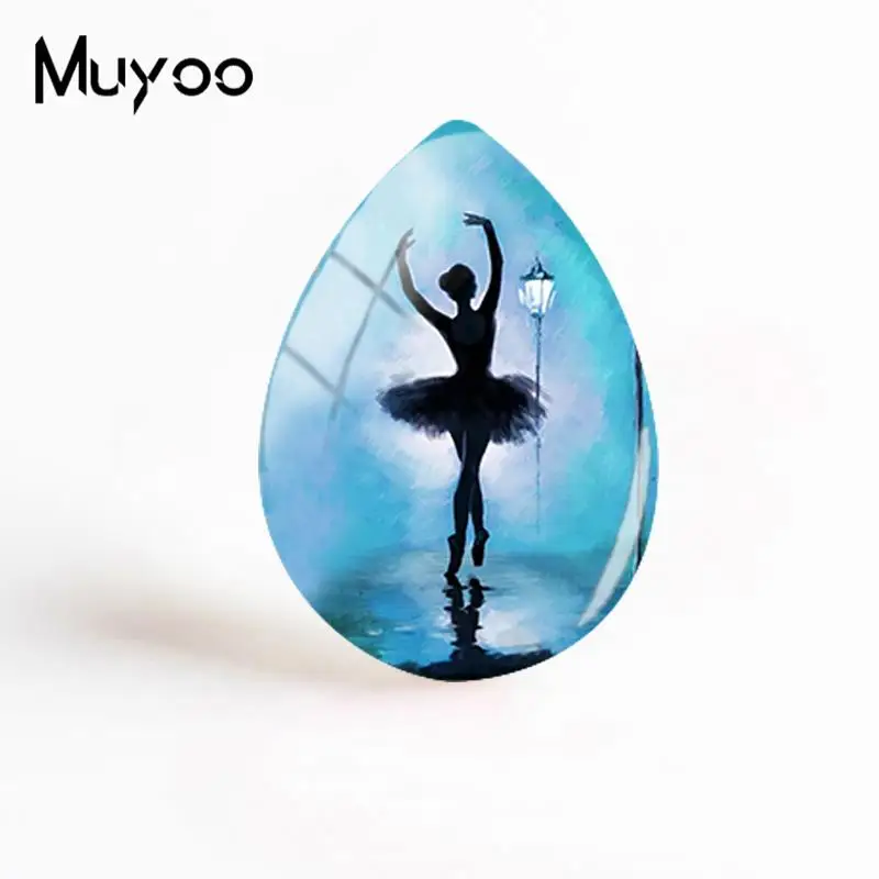 

2018 New Ballerina Jewelry Dance Ballet Tear Drop Cabochon Art Handmade Photo Glass Dome Cabochons Gifts Women