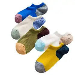 Осень-зима мужские короткие носки 5 пар оптом хлопок дышащая Для мужчин; укороченные носки-башмачки Повседневное невидимый носок Мода