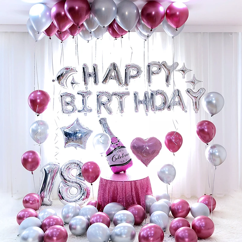 

Anniversary Party Inflatable Helium Balloon Number Happy Birthday Silver 18 30 40 50 60 Metal Ball Decoration Party Supplies Toy