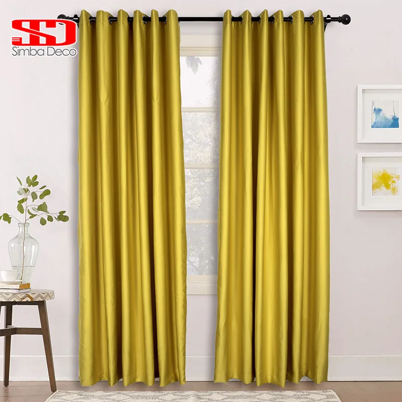 Cortinas opacas lisas modernas Lisas para sala de estar Cortinas amarillas Cortinas gruesas para tratamientos de ventanas de dormitorio Panel individual