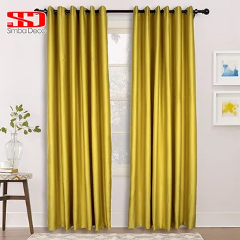 

Modern Solid Plain Blackout Curtains for Living Room Yellow Drapes Thick Cortinas for Bedroom Window Treatments Single Panel