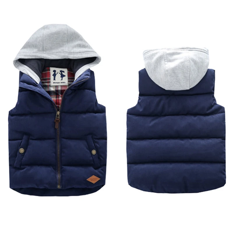 Thickened Boys Vests Baby Boys Hooded Vest Kids Outwear Boys Waistcoat