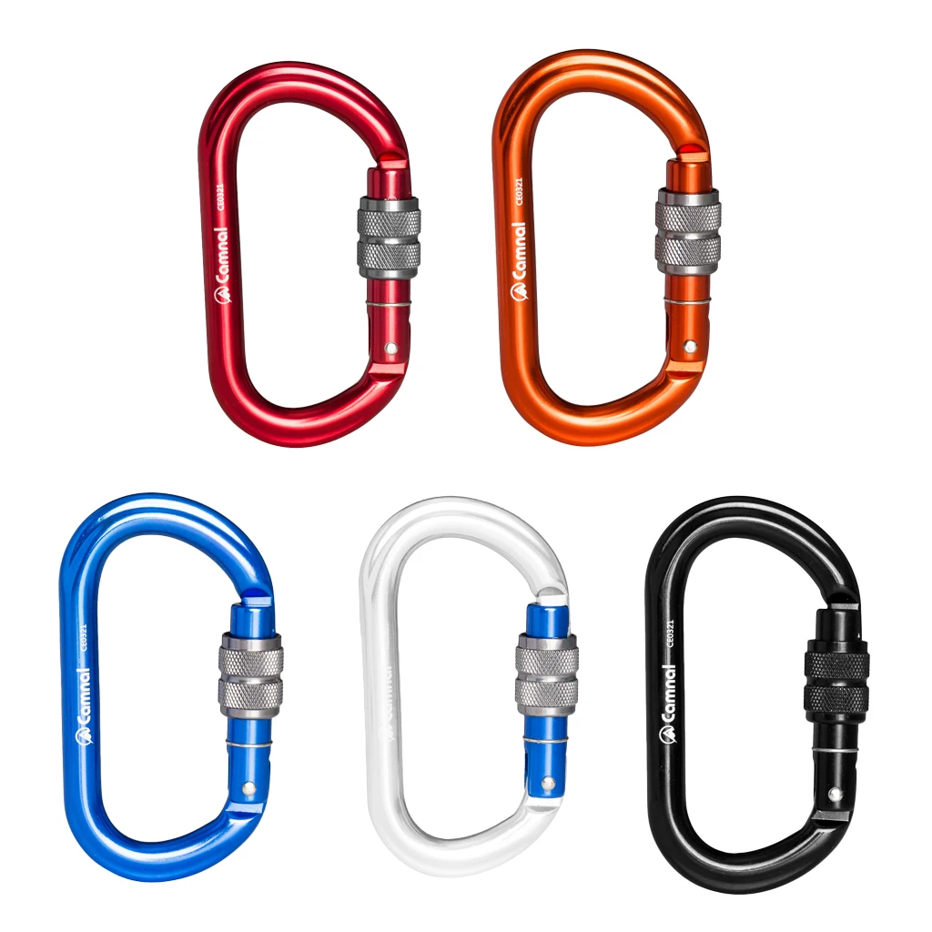 Perfeclan Rock Screw Gate Auto Locking Carabiner Climbing Safety D Type Hook Aluminum Auto Lock Screwgate D Carabiner