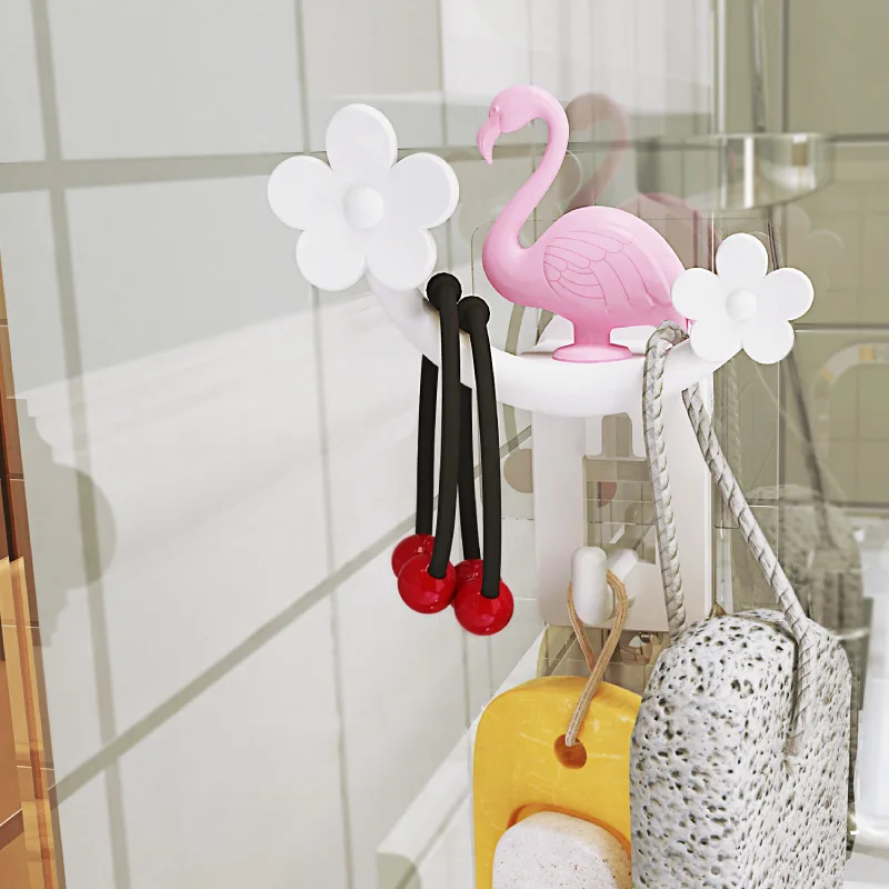 2 шт. Фламинго цветок настенный крючок практичный многоцелевой дверной крючок творческие крючки для кухни Ванная комната вешалка крючки для подвешивания
