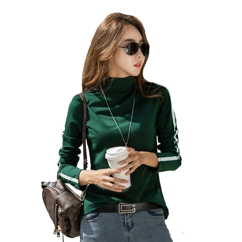 

T Shirt Women Turtleneck Women's Fashion Tshirt Thick Cotton Shirt Ladies Long Sleeved T-shirt Top Female Blusas