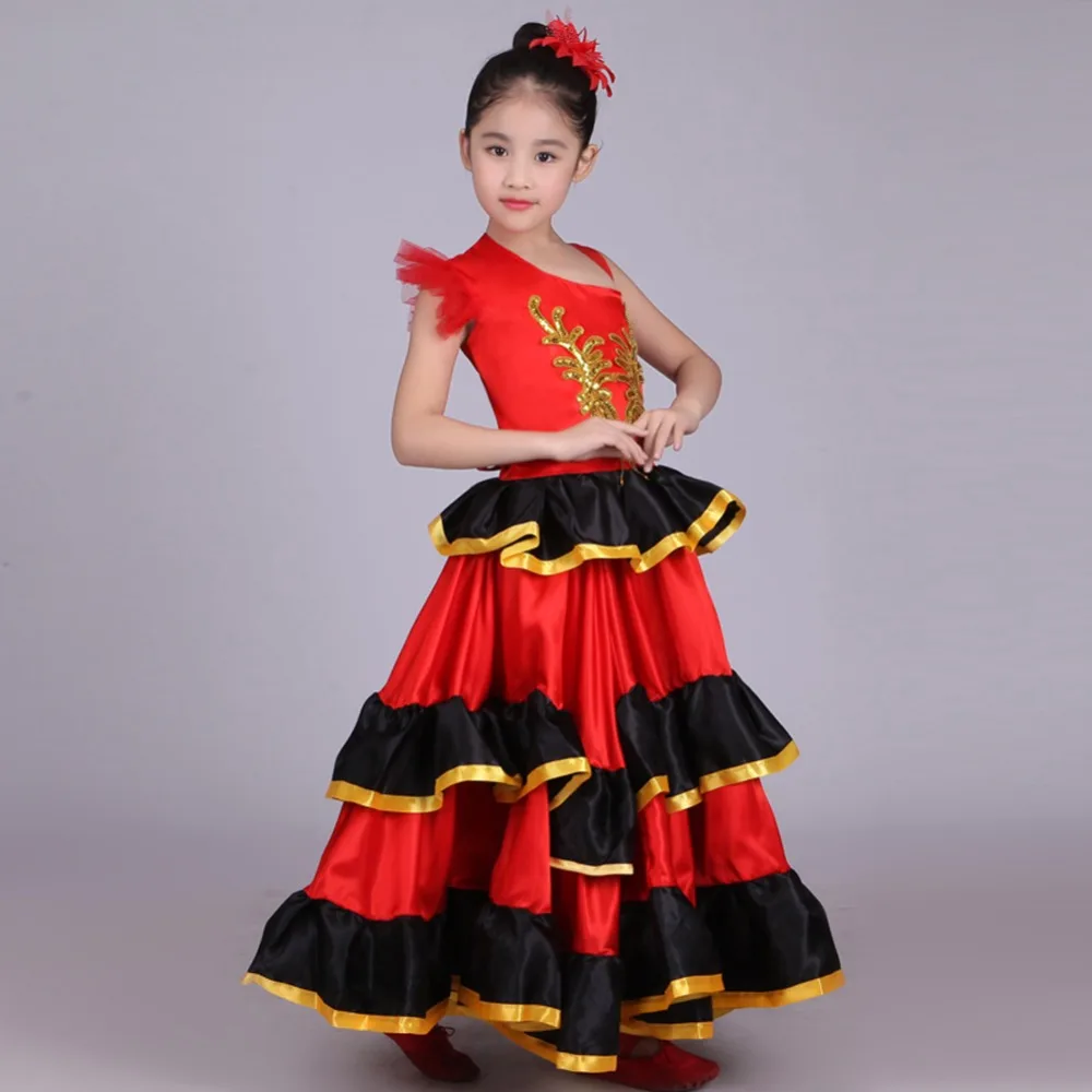 Robe de brevdu Ventre Rouge pour Fille, Costume de Flamenco