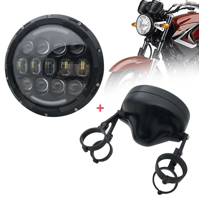 

LED Headlights-7"/7 inch Round 105w Hi/Lo Beam Motorcycle Driving Light with DRL Turn Signal Halo Ring Angle Eyes
